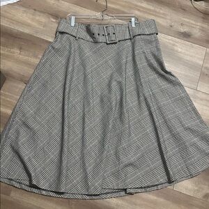 Worthington Black and Gray Plaid A-Line Skirt